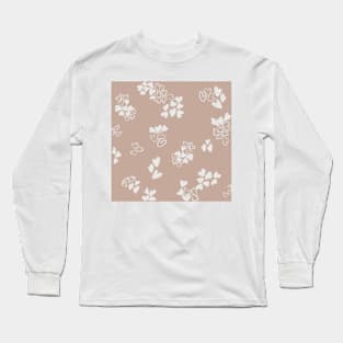 Hand-Drawn Hearts Orange and White Long Sleeve T-Shirt